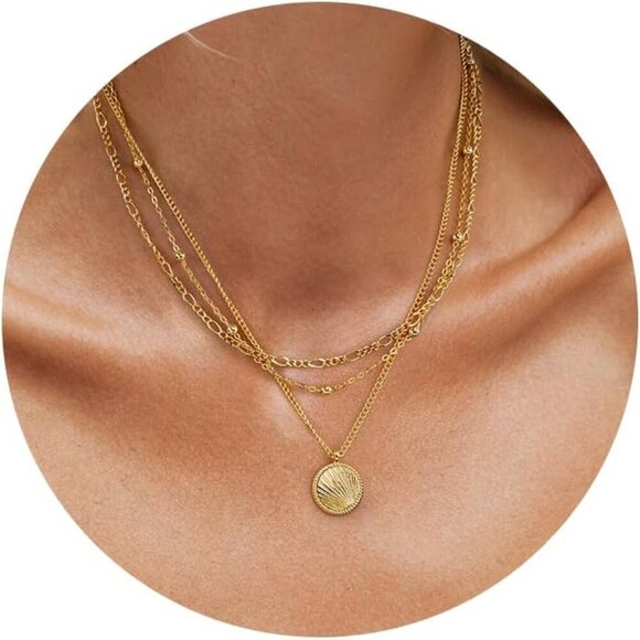 Layered Gold Necklaces for Women,14K Gold Plated Dainty Stackable Stack Choker N - Picture 1 of 7